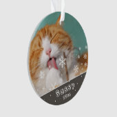 Festive Pet Cat Photo Keepomwille & Kerstmis Ornament (voorkant)