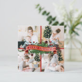 Festive Photo Collage & Message Kerstmis Feestdagenkaart (Staand voorkant)