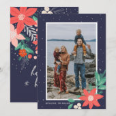 Festive Photo Midnight Stars Flowers Carte de vaca (Devant / Derrière)