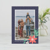 Festive Photo Midnight Stars Flowers Carte de vaca (Debout devant)