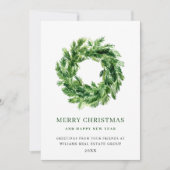 Festive Pine Branch Wreate Kerstmis Feestdagenkaart (Voorkant)