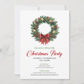 Festive Pine Wreath Christmas Party Invitation (Devant)