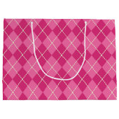 Festive Pink Argyle Gift Bag Large Cadeauzakje (Achterkant)