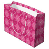 Festive Pink Argyle Gift Bag Large Cadeauzakje (Achterkant Gekanteld)