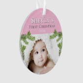 Festive Pink Baby`s First Christmas Photo (devant)
