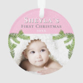 Festive Pink Baby`s First Christmas Photo (dos)
