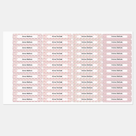Festive Pink Christmas Patterns Name Labels (Vel)