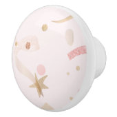 Festive Pink & Gold Pattern Keramische Knop