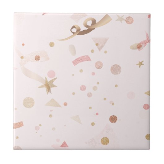Festive Pink & Gold Pattern Tegeltje (Voorkant)