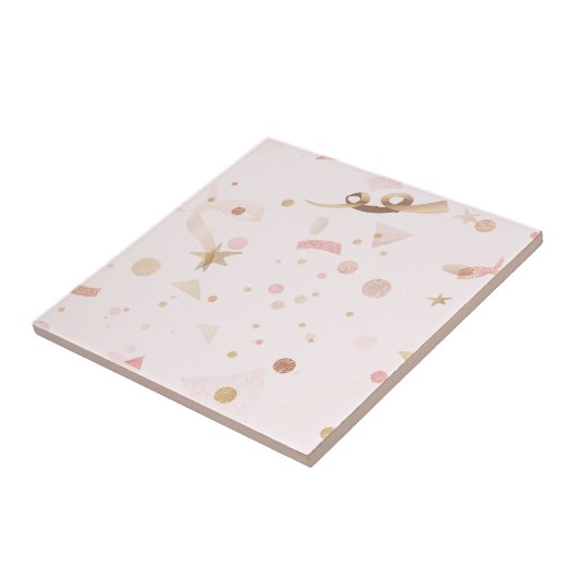 Festive Pink & Gold Pattern Tegeltje (Zijkant)