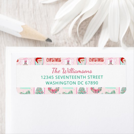 Festive Pink & Green Nutcracker Custom Christmas  Etiket (Insitu)