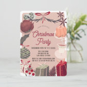 Festive Pink Kerstfeestdag Dinner Party Kaart (Staand voorkant)