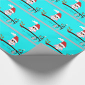Festive Pink Santa Owl Cadeaupapier (Hoek)
