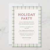 Festive Plaid Holiday Party Invitation Kaart (Voorkant)