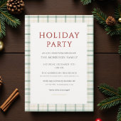 Festive Plaid Holiday Party Invitation Kaart