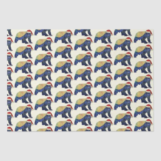 Festive Psychedelic Honey Badger kerstass Tissuepapier (Voorkant)