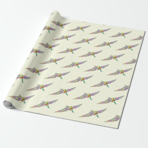 Festive Pterodactyl Cute colorful Xmas Dinosaur Cadeaupapier