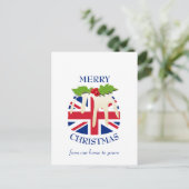 Festive Pudding BRITISH UNION JACK Kerstmis Briefkaart (Staand voorkant)