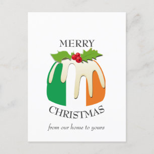 Festive Pudding IRISH FLAG-kerstBriefkaart Briefkaart