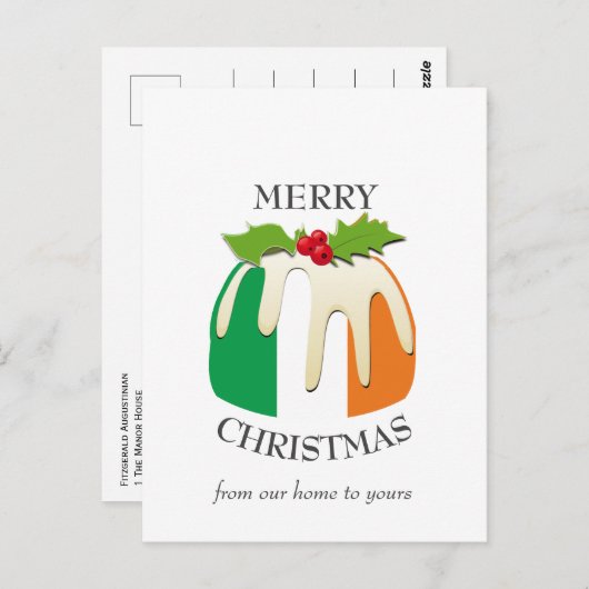 Festive Pudding IRISH FLAG-kerstBriefkaart Briefkaart (Voorkant / Achterkant)