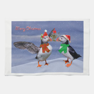 Festive Puffins Kitchen Towel Theedoek