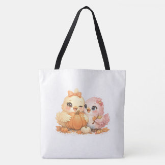 Festive Pumpkin Birds Canvas Tote Draagtas