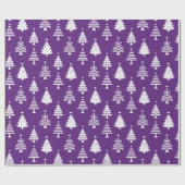 Festive Purple and White Christmas Tree Pattern Cadeaupapier (Vlak)