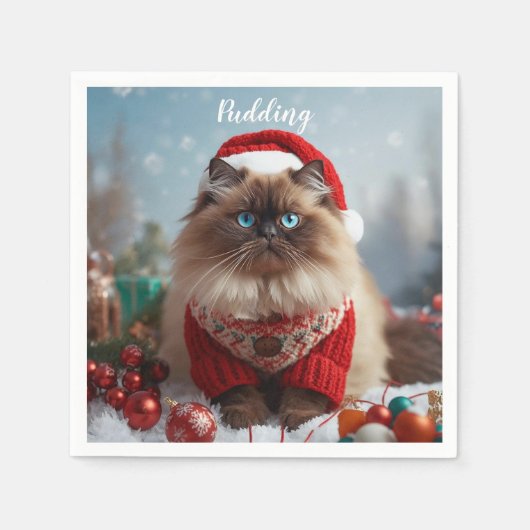 Festive Ragdoll Cat Christmas Personalized Servet (Voorkant)