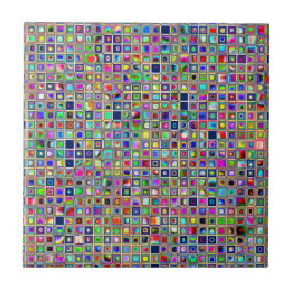 Festive Rainbow Textured Mosaic Tiles Pattern Tegeltje
