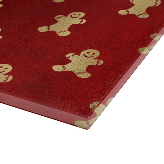 Festive Red and Gold Foil Winter Gingerbrood Man Snijplank (Hoek)