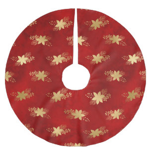 Festive Red and Gold Foil Winter Poinsettia Kerstboom Rok