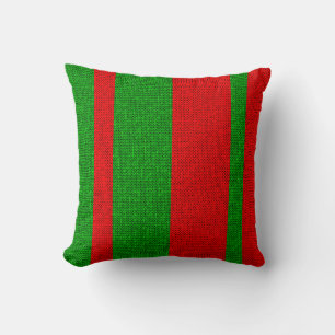 Festive Red and Green Knit Knitting Stripe Pattern Kussen
