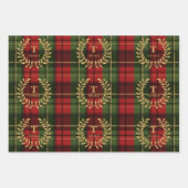 Festive Red And Green Plaid With Custom Monogram Inpakpapier Vel (Voorkant 2)