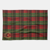 Festive Red And Green Tartan With Custom Monogram Theedoek (Horizontaal)