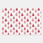 Festive Red and White Christmas Tree Pattern Inpakpapier Vel (Voorkant 2)