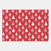Festive Red and White Christmas Tree Pattern Inpakpapier Vel (Voorkant)