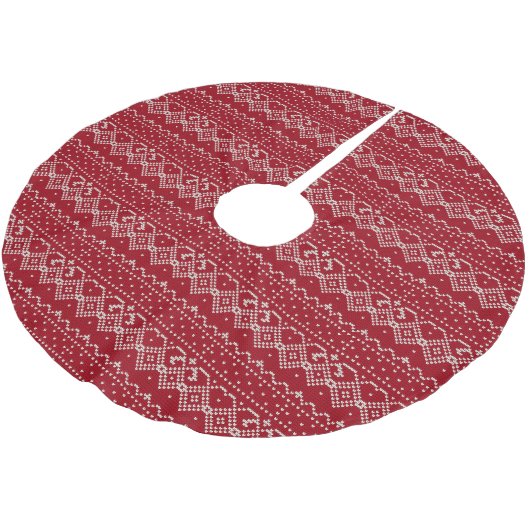 Festive Red and White Scandinavian Knit Pattern Kerstboom Rok (Gekanteld)