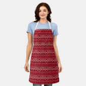 Festive Red and White Scandinavian Knit Pattern Schort (Gedragen)