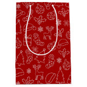 Festive Red and White Winter Kerstpattern Medium Cadeauzakje (Voorkant)