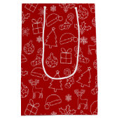 Festive Red and White Winter Kerstpattern Medium Cadeauzakje (Achterkant)
