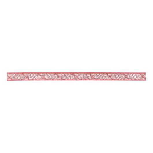 Festive Red Black Classic Nordic Fair Isle Pattern Lint (Voorkant)