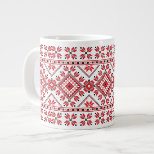Festive Red Black Fair Isle Snowflake Art Motif Extra Grote Beker