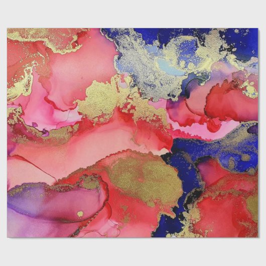 Festive Red Blue Gold Cadeaupapier (Vlak)