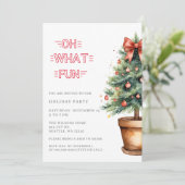 Festive Red Bow Christmas Tree Party Feestdagenkaart (Staand voorkant)