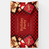 Festive Red Buffalo Check Cadeaus Holiday Party Spandoek (Verticaal)