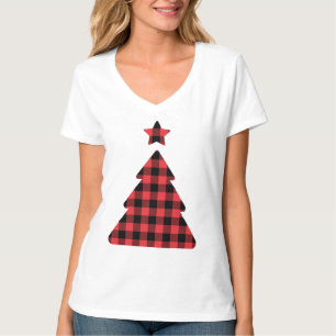 Festive Red Check sapin de Noël T-shirt de vacance