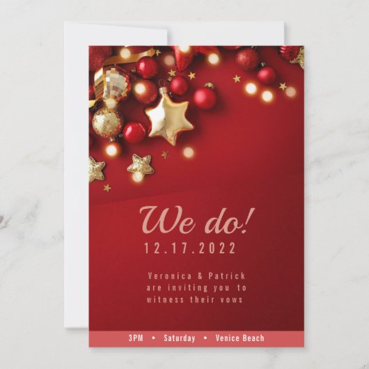 Festive Red Christmas Faire-part de mariage (Devant)