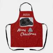 Festive Red Dog Pet met kerstboomstructuur Foto Schort (Voorkant)