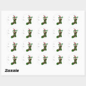 Festive Red en Green Stocking Ronde Sticker (Vel)