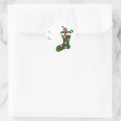 Festive Red en Green Stocking Ronde Sticker (Tas)